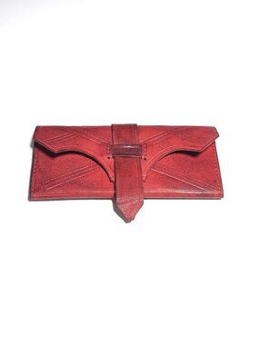 Vintage red GH monogram tooled leather wallet